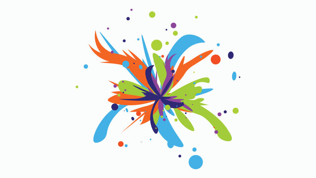 Colorful abstract exploding paint splatter with swirls, graphic resources