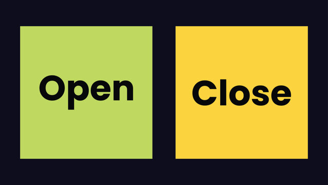 Simple text blocks indicating open and close status with beginning and end