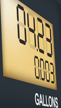 Fuel Pump Display Showing Gasoline Price and Gallons Counter, petrol pump display, high fuel prices