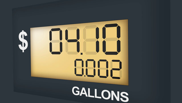 Fuel Pump Display Showing Gasoline Price and Gallons Counter, petrol pump display, high fuel prices