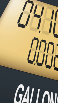 Fuel Pump Display Showing Gasoline Price and Gallons Counter, petrol pump display, high fuel prices