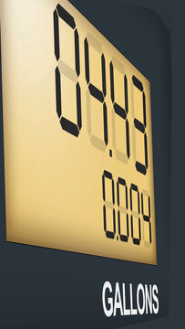 Fuel Pump Display Showing Gasoline Price and Gallons Counter, petrol pump display, high fuel prices
