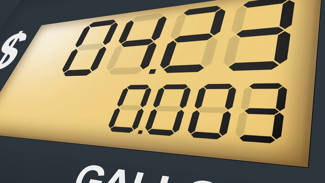 Fuel Pump Display Showing Gasoline Price and Gallons Counter, petrol pump display, high fuel prices