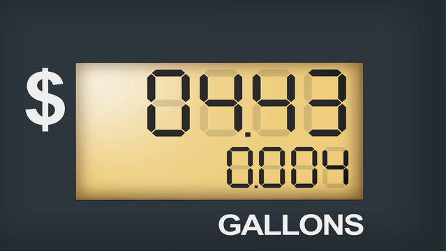 Fuel Pump Display Showing Gasoline Price and Gallons Counter, petrol pump display, high fuel prices