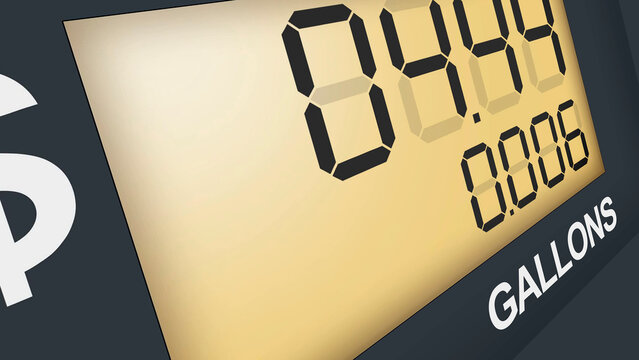 Fuel Pump Display Showing Gasoline Price and Gallons Counter, petrol pump display, high fuel prices