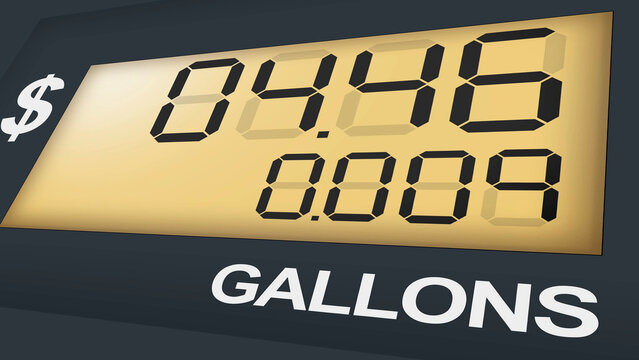 Fuel Pump Display Showing Gasoline Price and Gallons Counter, petrol pump display, high fuel prices