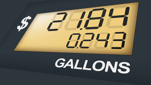 Fuel Pump Display Showing Gasoline Price and Gallons Counter, petrol pump display, high fuel prices