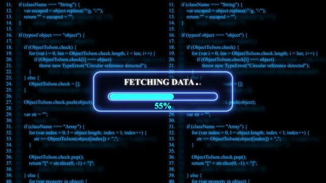 Programming code with fetching data progress bar loading