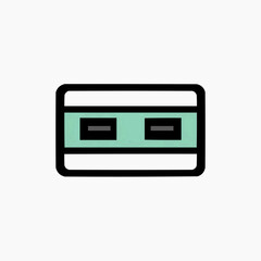 Fototapeta premium Flat vector illustration of a minimalist split payment icon, ideal for financial apps, e-commerce websites, or banking service promotions.