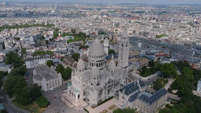 Aerial view of basilica Sacre Coeur (Sacr&eacute;-C&oelig;ur), iconic landmark in Paris, capital city of France, Europe
