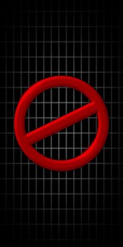 3 d red prohibited symbol on dark grid background, warning sign for restricted access and safety concept animation