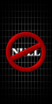 3 d null symbol warning sign on digital grid background, abstract concept of error, prohibition, and system failure