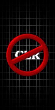 3 d red prohibited symbol overlay with clr text on digital grid background, for warning and, restriction motion