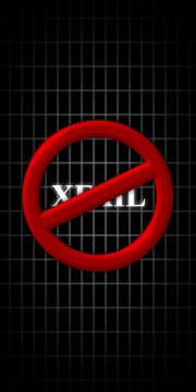 3 d no entry sign with xml text overlay on digital grid background, for technology and, programming concepts