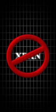 Prohibited sign 3 d animation: red forbidden symbol on dark digital grid background, for safety and, warning concepts