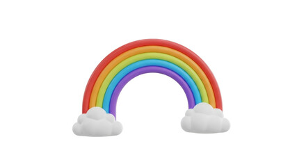 Naklejka premium Vibrant rainbow arching over fluffy clouds