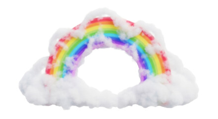 Naklejka premium Vibrant rainbow arching through fluffy clouds