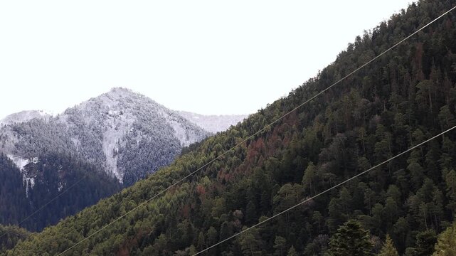 Snow-capped mountain peaks. A magnificent natural landscape.