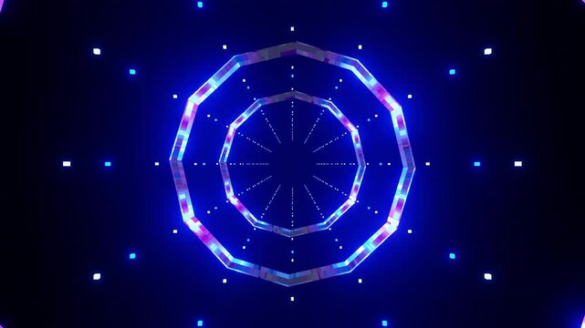10 seconds futuristic space runway 3 rings going down runway tunnel animation screensaver visualizer  technology HD video 