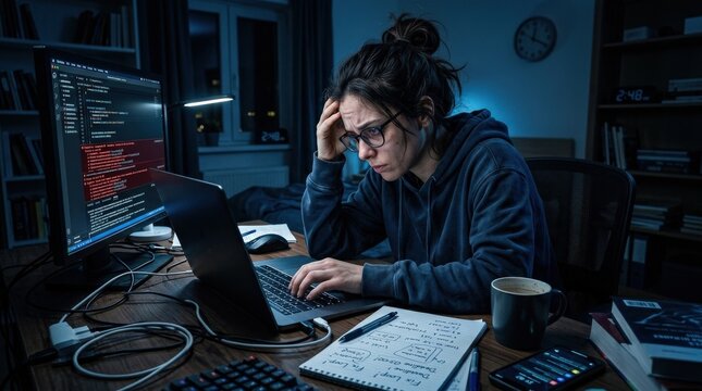 Coder Hunched Over Computer
