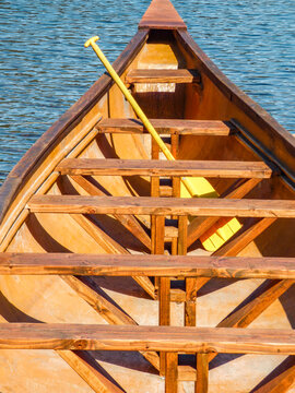 A canoe and oar at Harriet Hunt Lake near Ketchikan, Alaska.