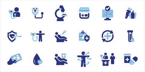 Fototapeta premium healt checkup icons set. doctor, consultant, checkup, stethoscope, symptoms and more. simple colored vector illustration