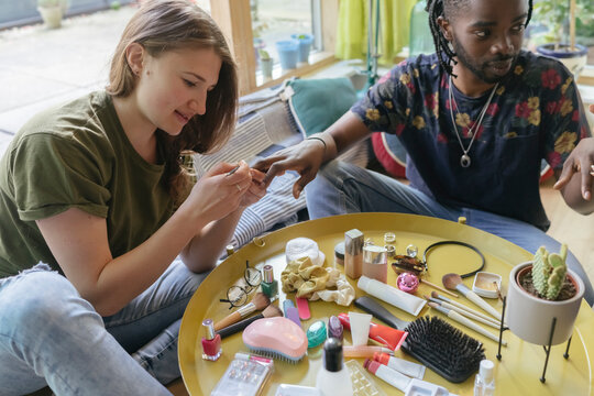 Friends doing Manicure at Home