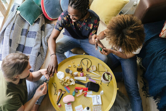 Friends doing Manicure at Home