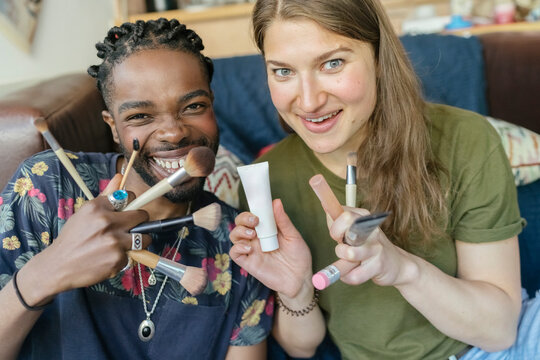 Friends Having a Makeover Makeup at home