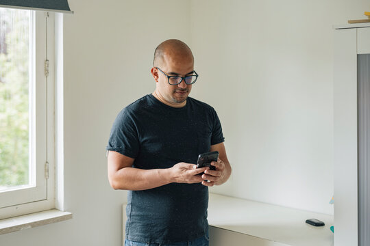 Diabetic man with cell phone. 