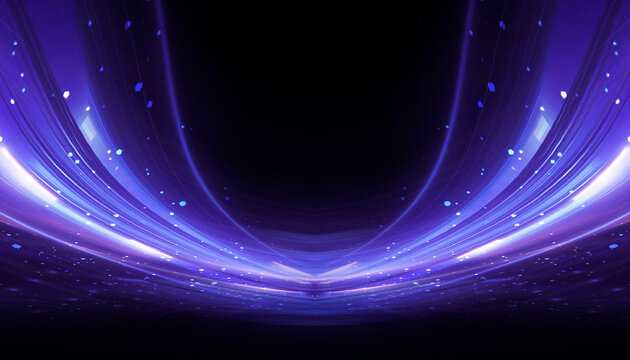 Wet asphalt, reflection of neon lights, a searchlight, smoke. Abstract light in a dark empty street with smoke, smog. Dark background scene of empty street, night view, night city.