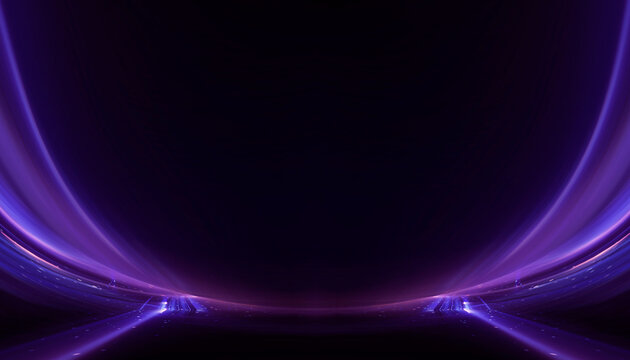 Wet asphalt, reflection of neon lights, a searchlight, smoke. Abstract light in a dark empty street with smoke, smog. Dark background scene of empty street, night view, night city.