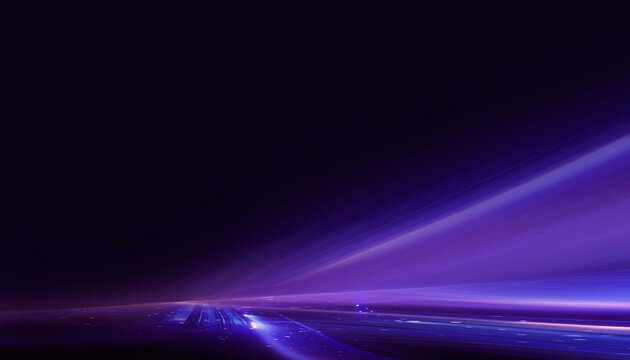 Wet asphalt, reflection of neon lights, a searchlight, smoke. Abstract light in a dark empty street with smoke, smog. Dark background scene of empty street, night view, night city.