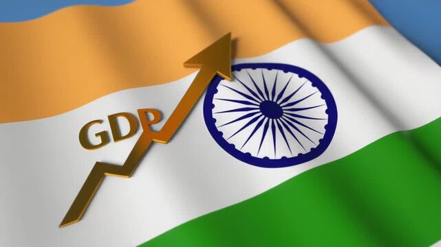 India's GDP. Flag of India.