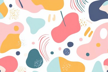 Fototapeta premium Colorful vector pattern with various shapes in pastel tones useful for backgrounds or design projects