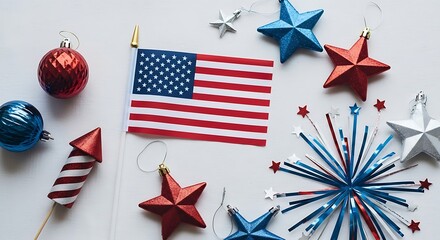 Obraz premium Patriotic usa decorations celebrating 4th of july memorial day veteran's day independence day