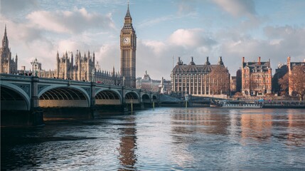 Fototapeta premium Big Ben and Westminster Bridge in London.