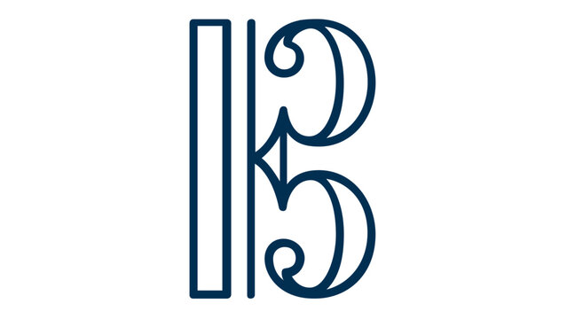 Minimalist C-Clef Music Notation Vector Icon Illustration. Elegant Dark Blue Line Art Alto and Tenor Clef Symbol for Musical Scores, Education, and Creative Design Projects. Scalable AI Graphic.