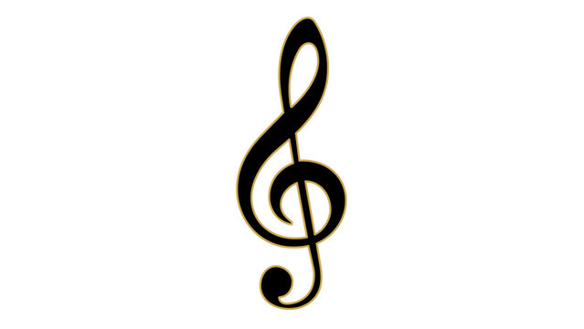 Elegant black and gold treble clef vector illustration isolated on a white background. This minimalist music notation icon represents melody, sound, and harmony. Scalable AI-generated graphic.