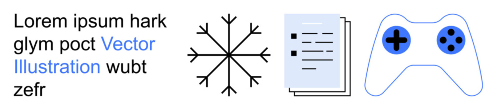 Weather, documentation, gaming, user interaction, infographics, digital content. Snowflake, documents game controller. Weather and documentation with gaming elements