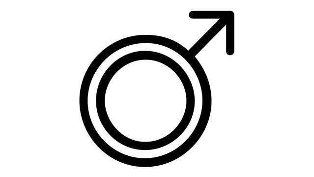 Mars Zodiac and Male Gender Symbol Vector Icon Illustration. Minimalist Black Line Art of the Planetary Sign for Aries. Scalable Flat Design for Astrology, Science, and Biology. AI-generated.