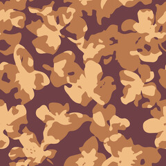 Naklejka premium Brown and beige abstract floral pattern on maroon background with abstract botanical seamless illustration decoration stylized background backdrop