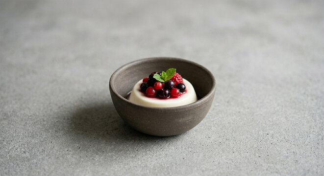 &ldquo;Postre cremoso con frutos rojos frescos&rdquo;