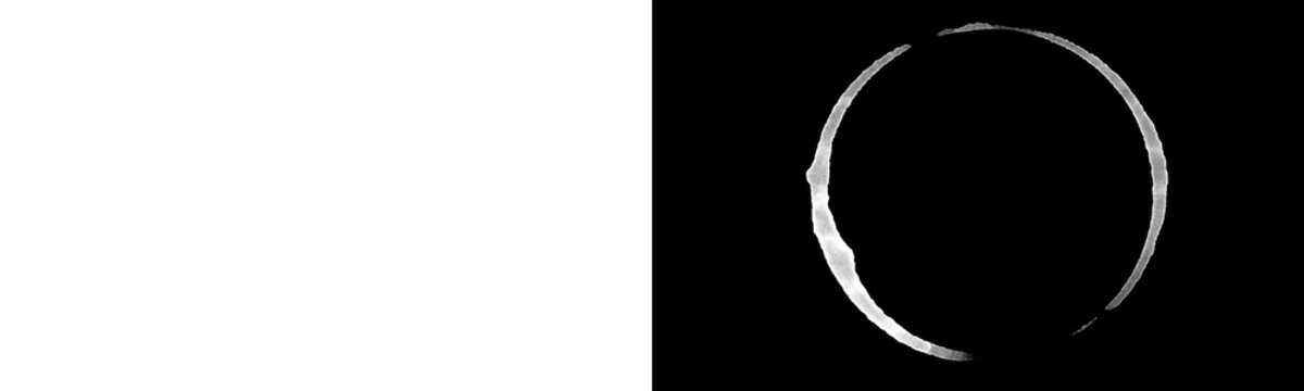 White liquid stain full thick circle ring mark textured transparent background grunge overlay element