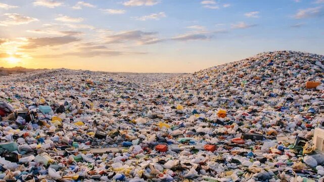 Garbage pile in trash dump or landfill.
