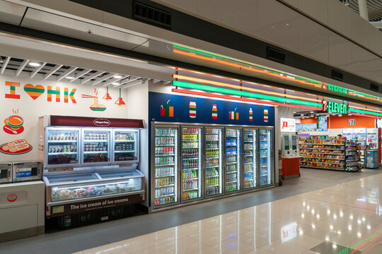 Beverage refrigerators and ice cream freezers at 7-11