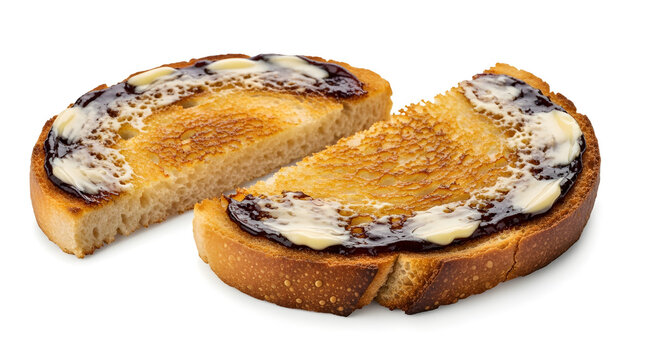 Isolated buttered toast with Marmite