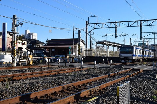 常磐線の鉄道線路 茨城県