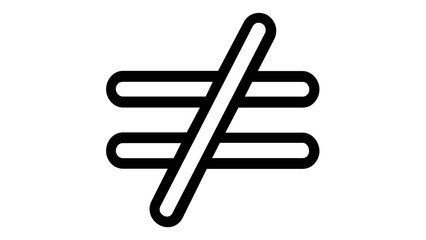 Obraz premium Bold not equal to mathematical symbol vector icon illustration. Minimalist black line art of inequality sign for math, logic, and education. Scalable flat design isolated on white background.