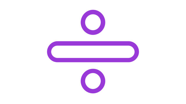 Modern Gradient Division Sign Vector Icon Illustration, Minimalist Blue and Purple Obelus Mathematical Symbol for Education, Finance, and Science Applications, Scalable Flat Design Element.